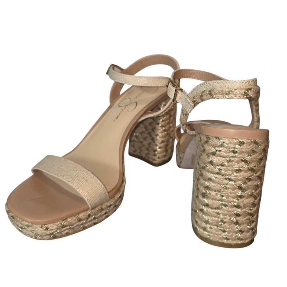 Jessica Simpson Cream Woven Heels gold espadrille style 8